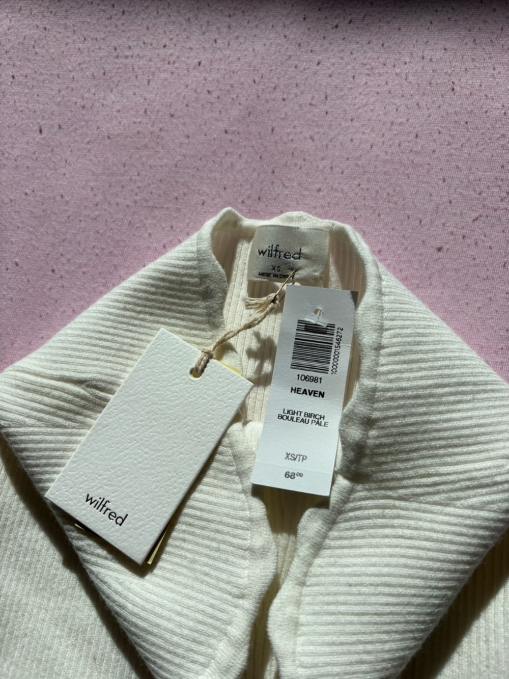 Wilfred Cream Ribbed Collar Sweater